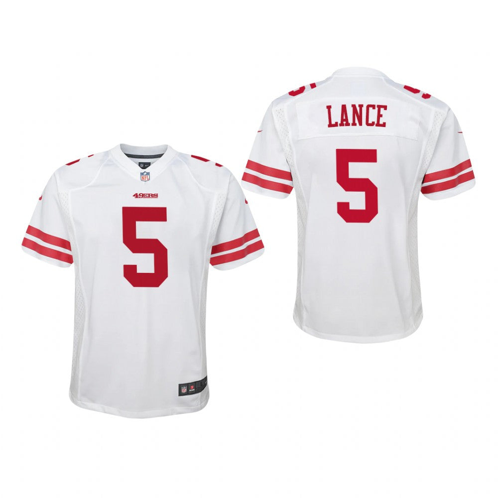 San Francisco 49ers Trey Lance White Jersey Game Youth
