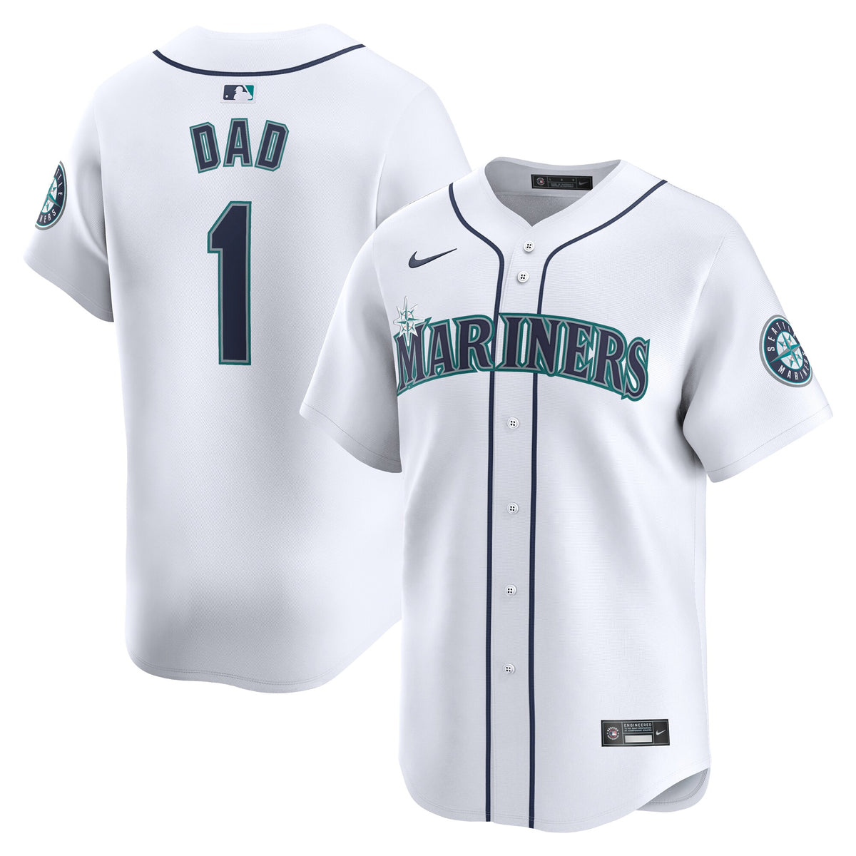 Seattle Mariners Nike #1 Dad Home Limited Jersey White