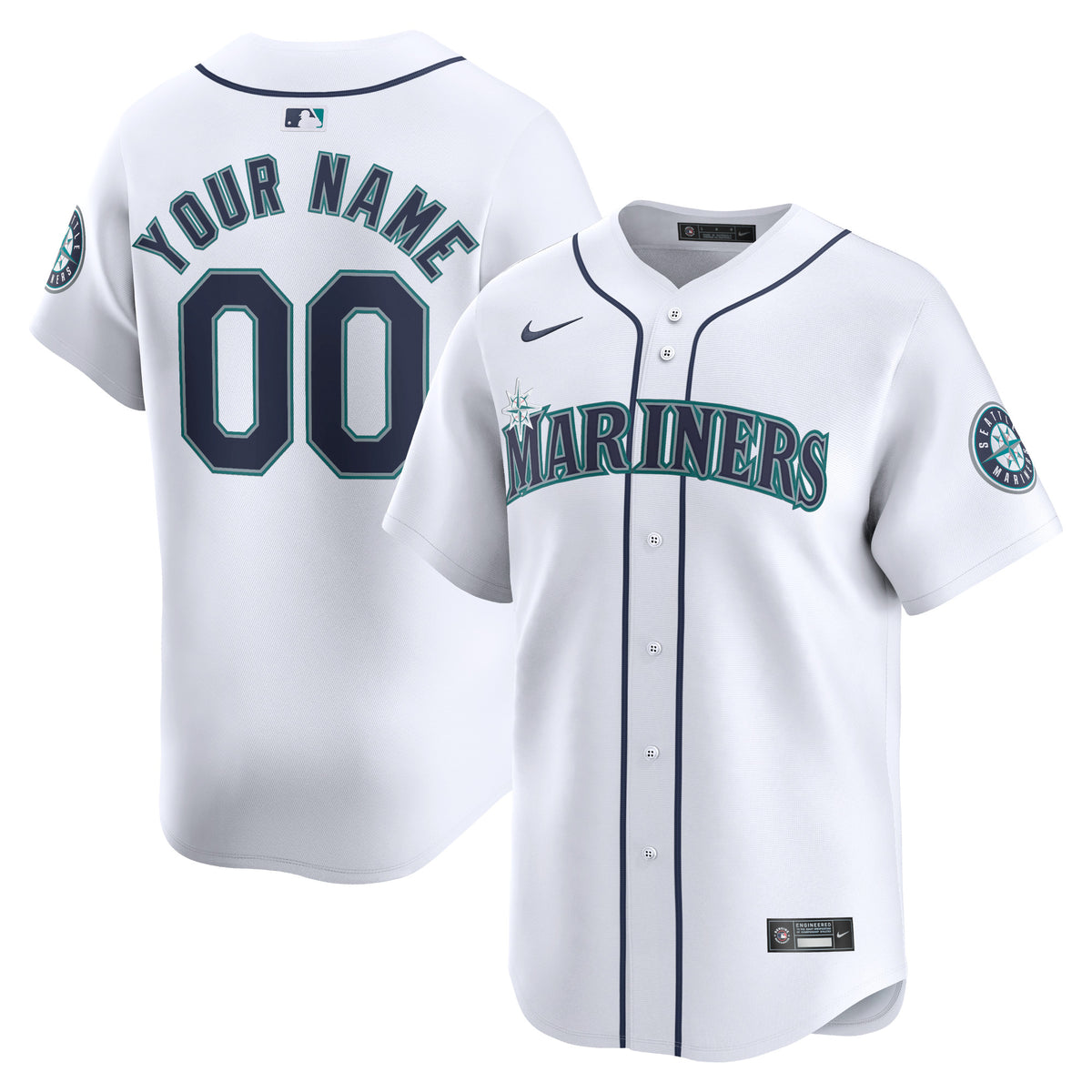 Seattle Mariners Nike Home Limited Custom Jersey White