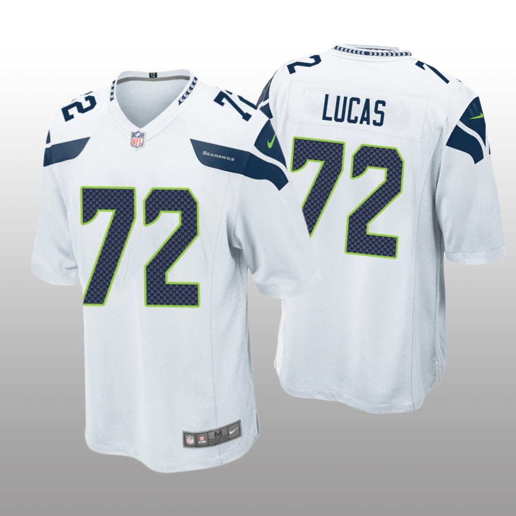 Seattle Seahawks Abraham Lucas White Jersey Game Men's