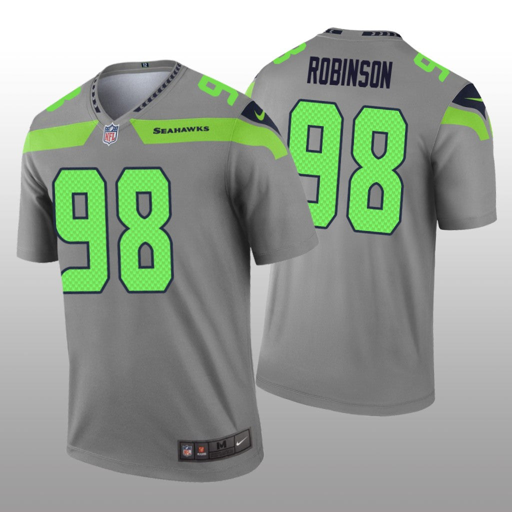 Seattle Seahawks Alton Robinson Gray Jersey Inverted Legend Men's