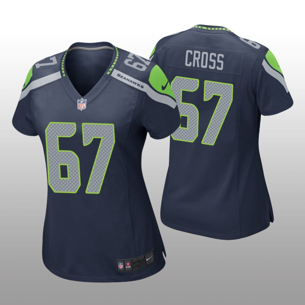 Seattle Seahawks Charles Cross Navy Jersey Game Women's