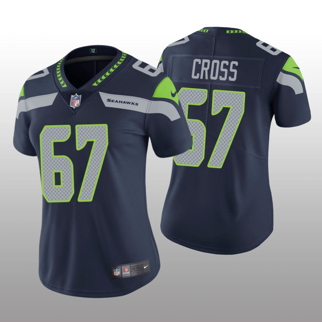 Seattle Seahawks Charles Cross Navy Jersey Vapor Limited Women's