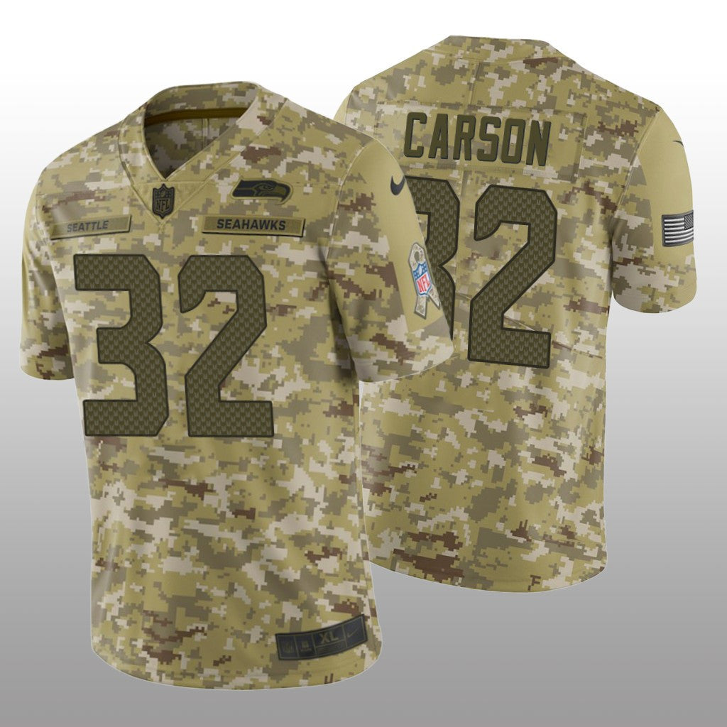 Seattle Seahawks Chris Carson #32 Salute to Service Limited Jersey Camo