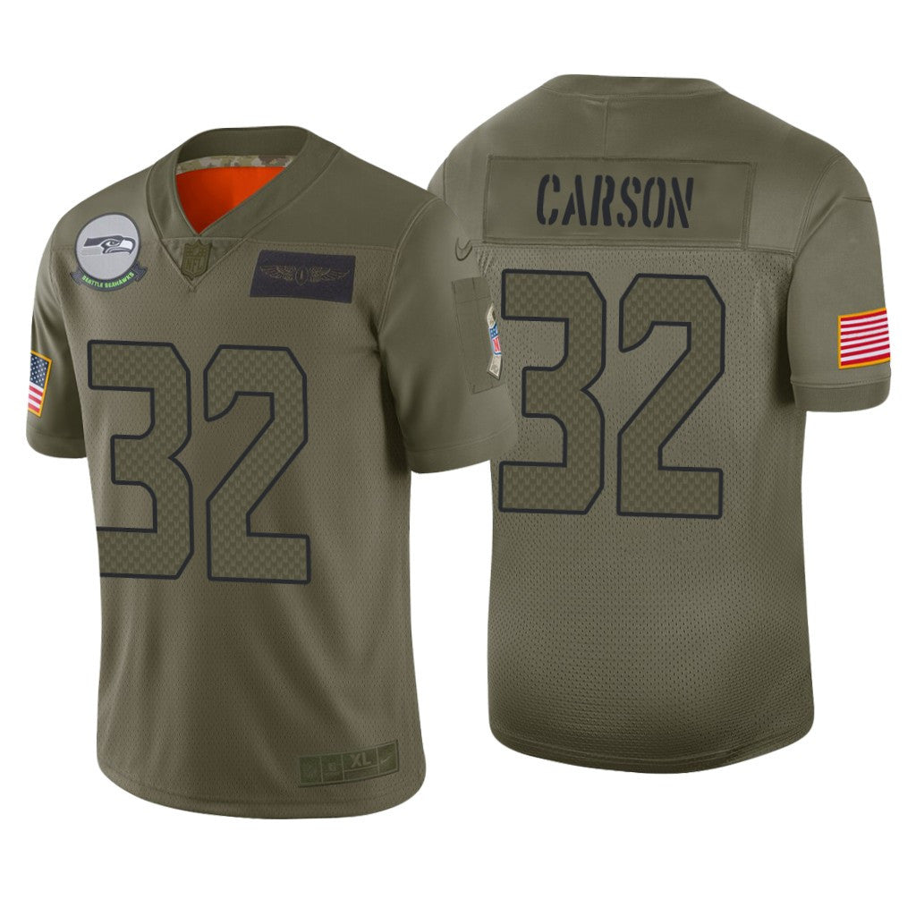 Seattle Seahawks Chris Carson Camo Limited Jersey Salute to Service Men's
