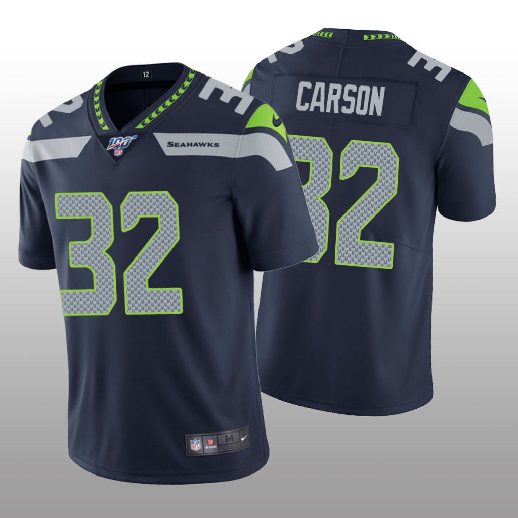 Seattle Seahawks Chris Carson Navy Vapor Limited Jersey 100th Season Men's
