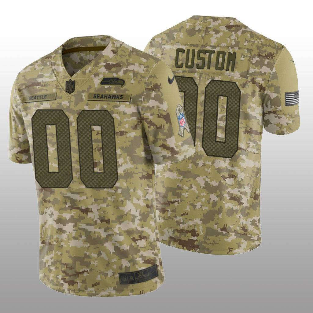 Seattle Seahawks Custom #00 Salute to Service Limited Jersey Camo