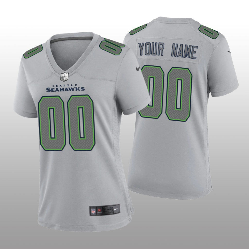 Seattle Seahawks Custom Gray Jersey Atmosphere Fashion Game Women's