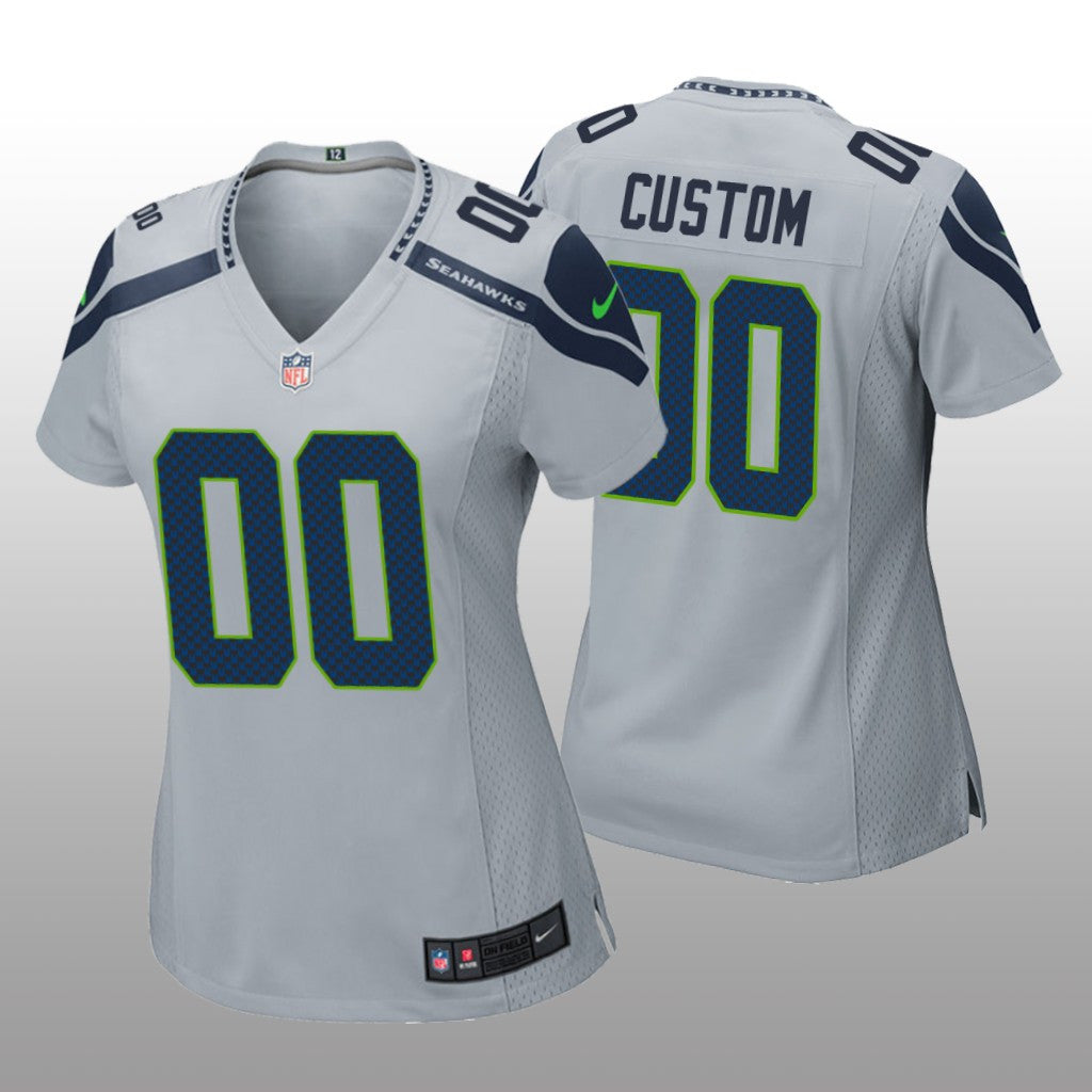 Seattle Seahawks Custom Gray Jersey Game Women's
