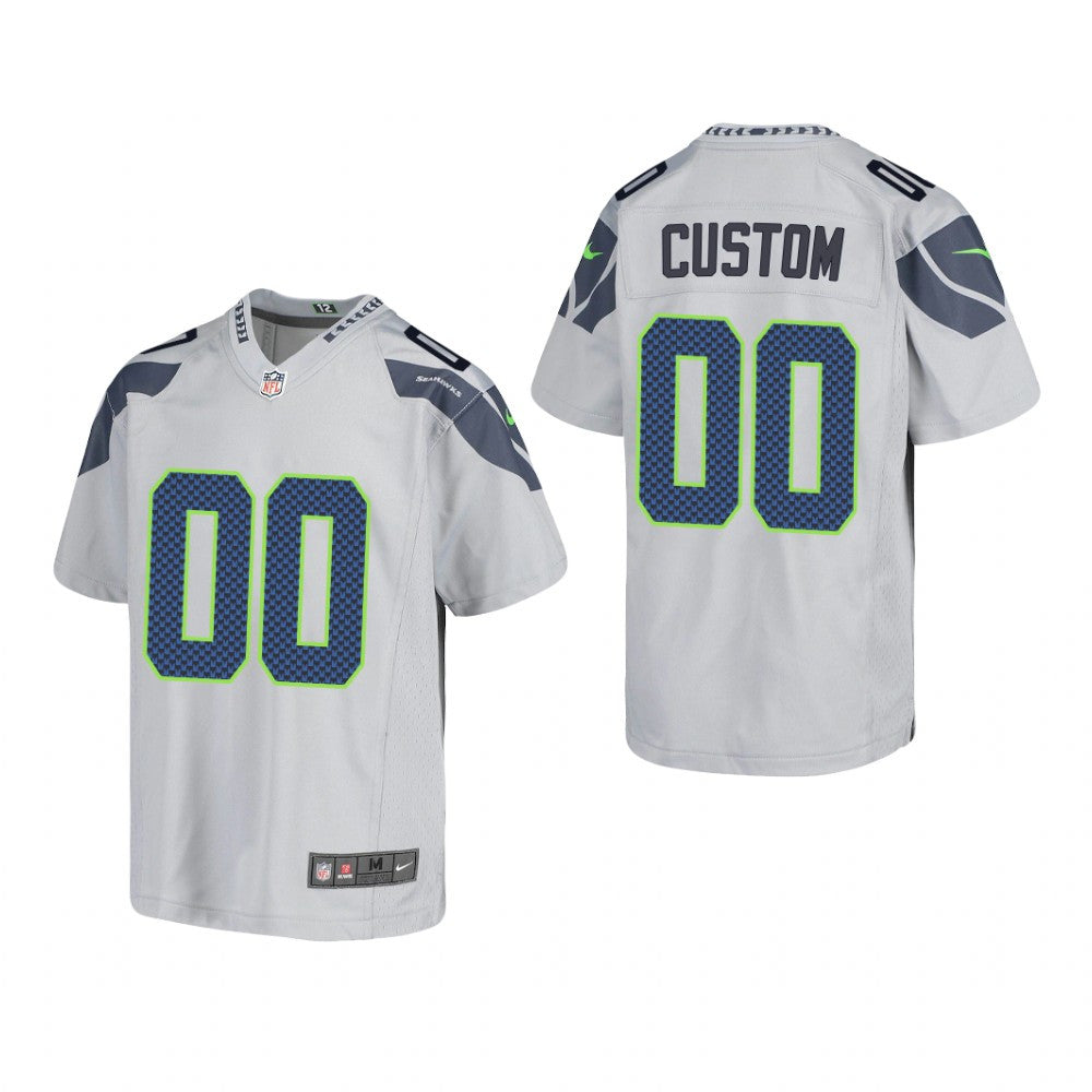 Seattle Seahawks Custom Gray Jersey Game Youth