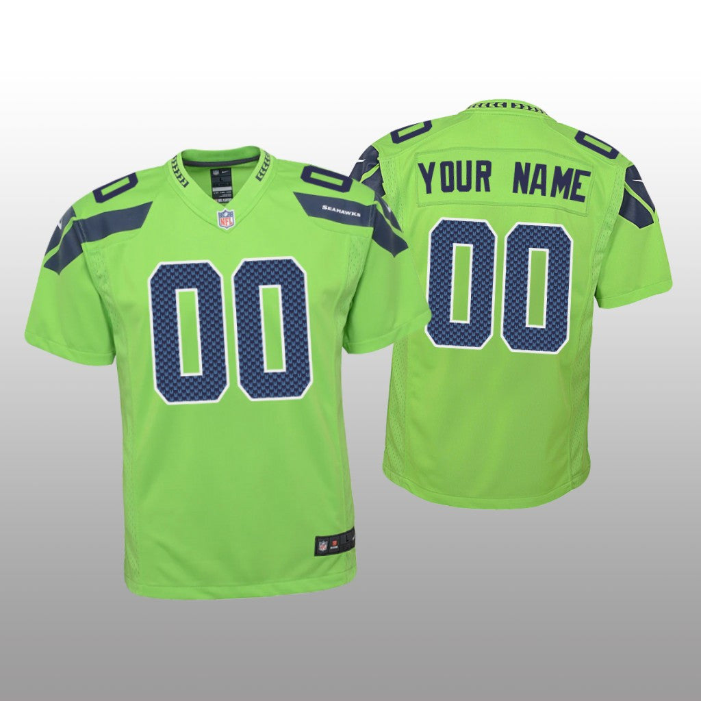 Seattle Seahawks Custom Green Jersey Game Youth