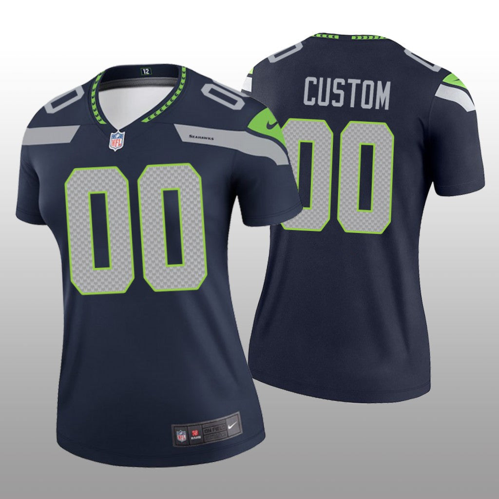 Seattle Seahawks Custom Navy Jersey Legend Women's
