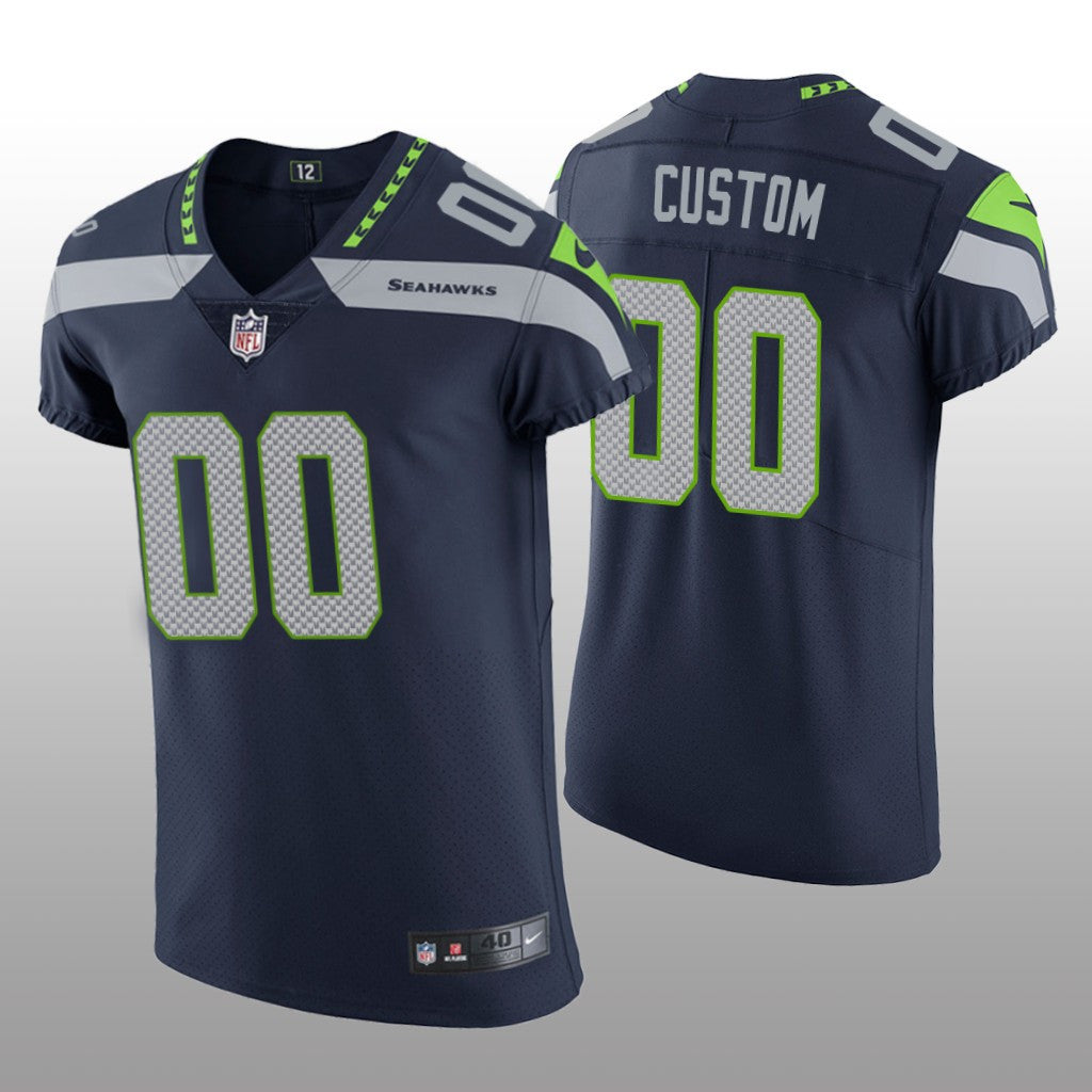 Seattle Seahawks Custom Navy Jersey Vapor Elite Men's