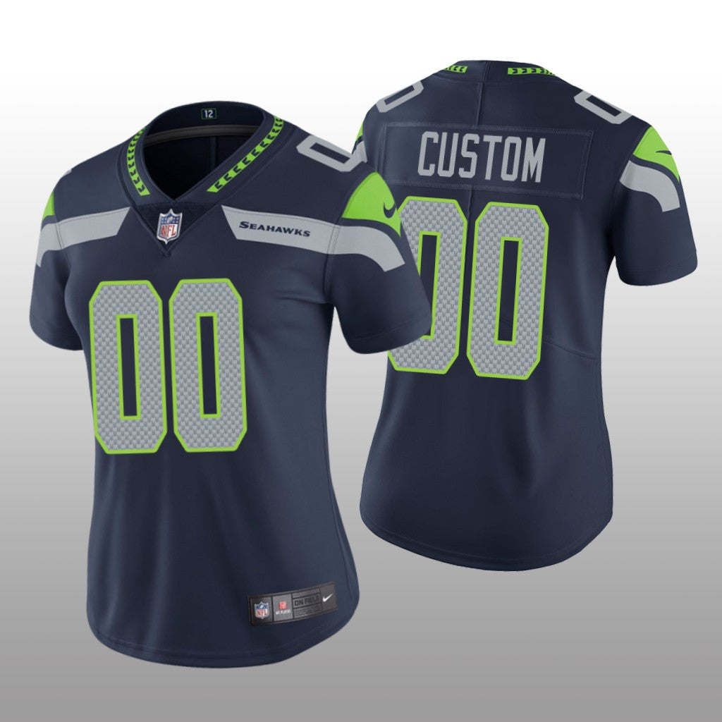 Seattle Seahawks Custom Navy Jersey Vapor Limited Women's