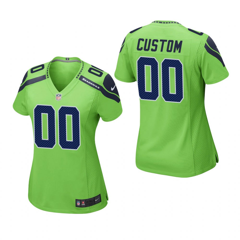Seattle Seahawks Custom Neon Green Jersey Game Women's