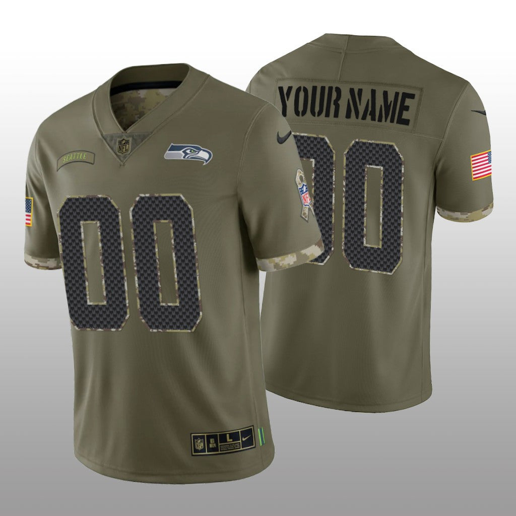 Seattle Seahawks Custom Olive Limited Jersey Salute To Service Men's