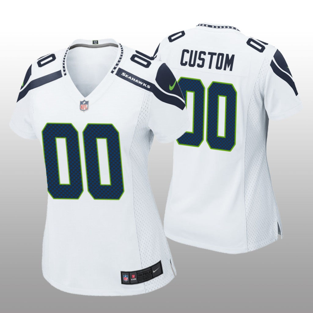 Seattle Seahawks Custom White Jersey Game Women's