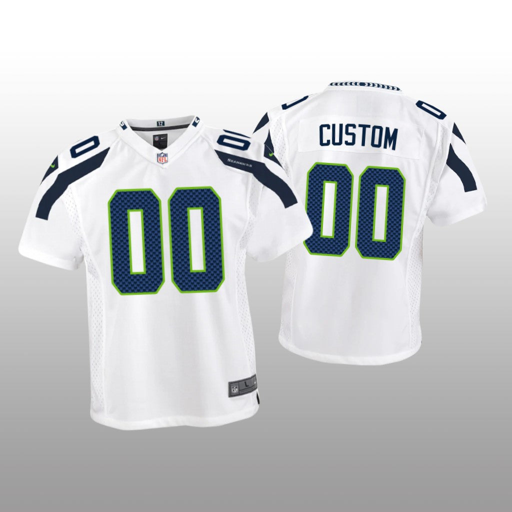 Seattle Seahawks Custom White Jersey Game Youth