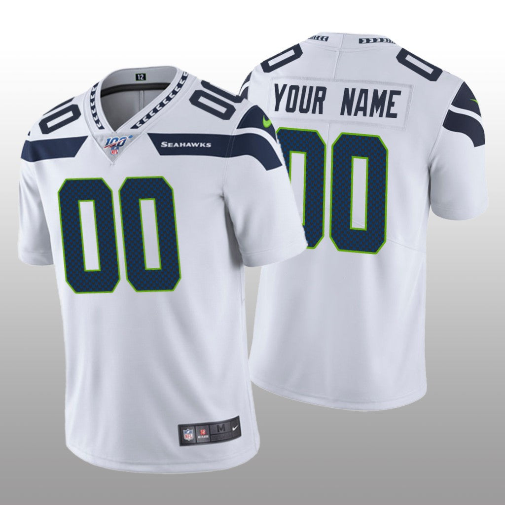 Seattle Seahawks Custom White Vapor Limited Jersey 100th Season Men's