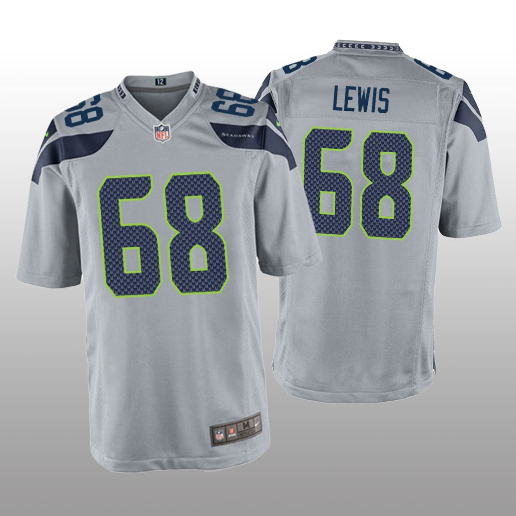 Seattle Seahawks Damien Lewis Gray Jersey Game Men's