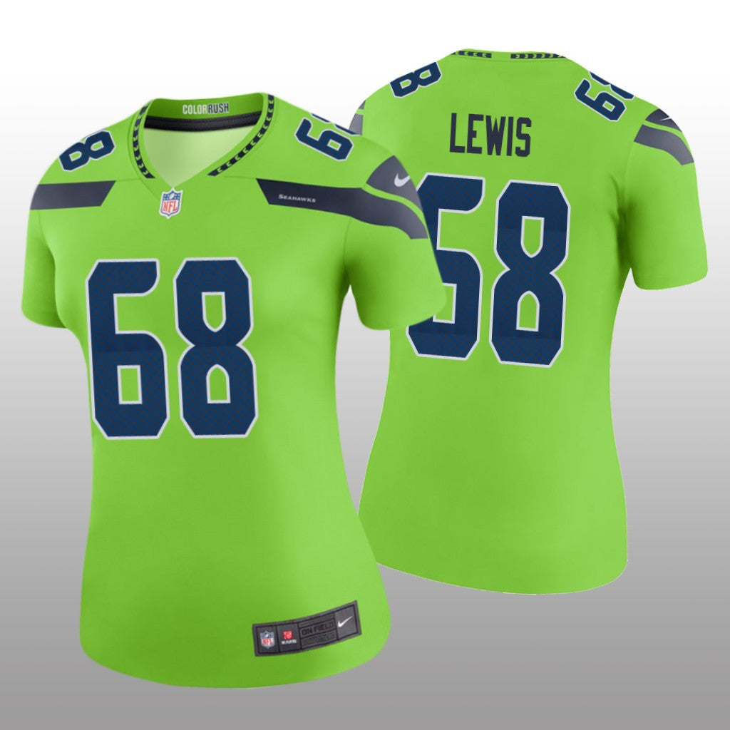 Seattle Seahawks Damien Lewis Green Jersey Color Rush Legend Women's