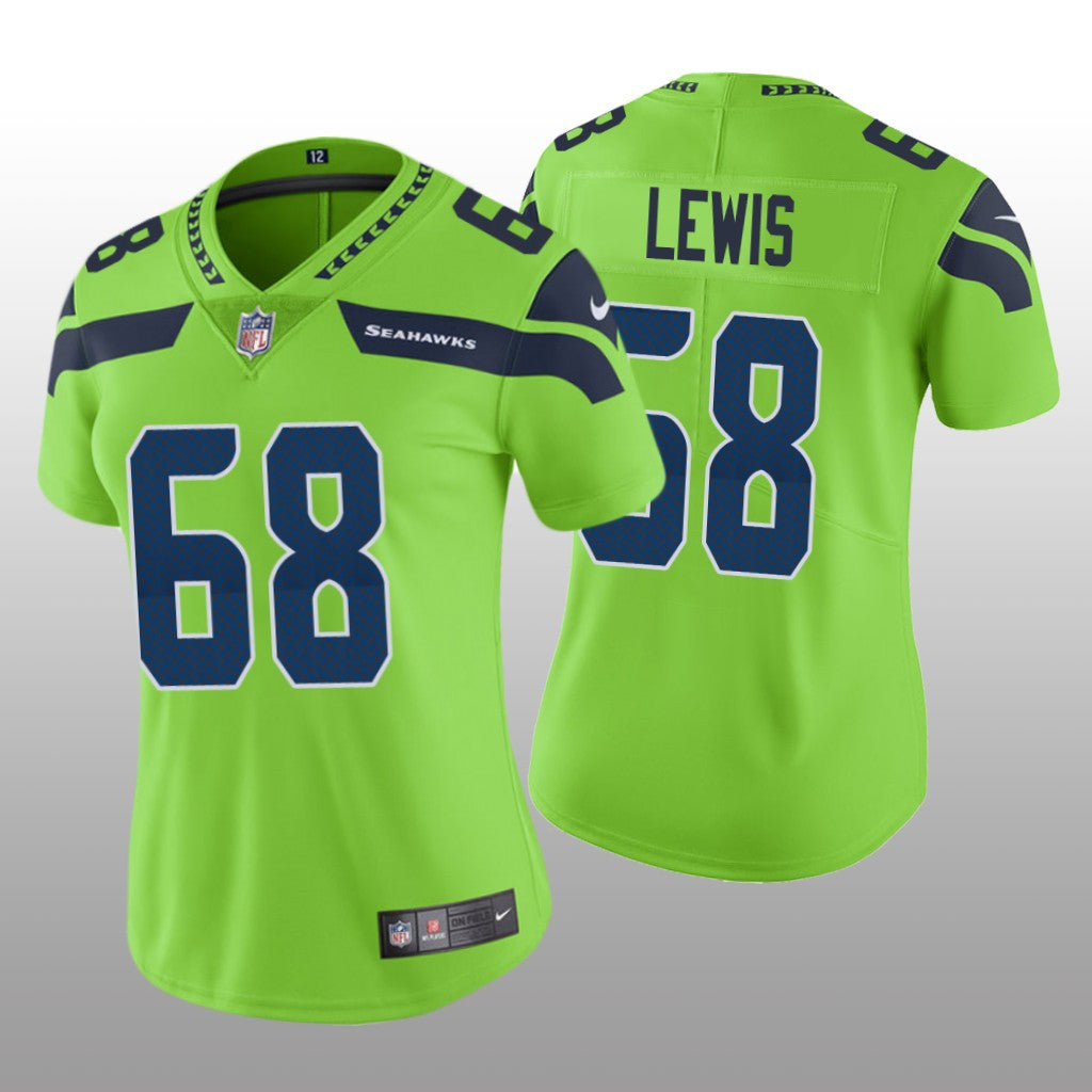 Seattle Seahawks Damien Lewis Green Jersey Color Rush Limited Women's