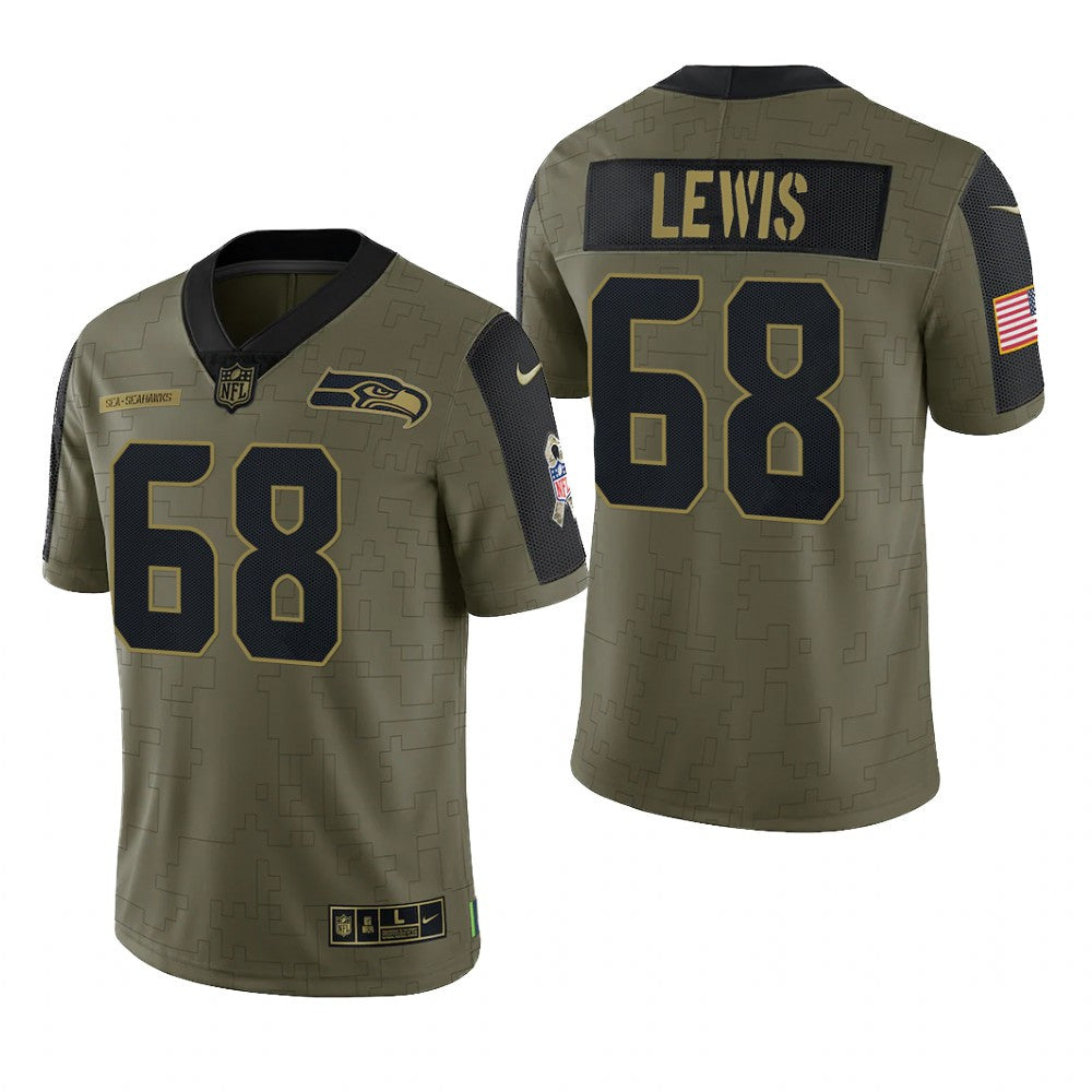 Seattle Seahawks Damien Lewis Olive Limited Jersey Salute To Service Men's