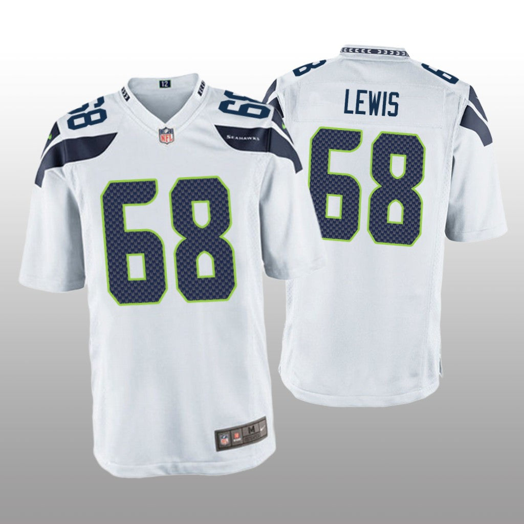 Seattle Seahawks Damien Lewis White Jersey Game Men's