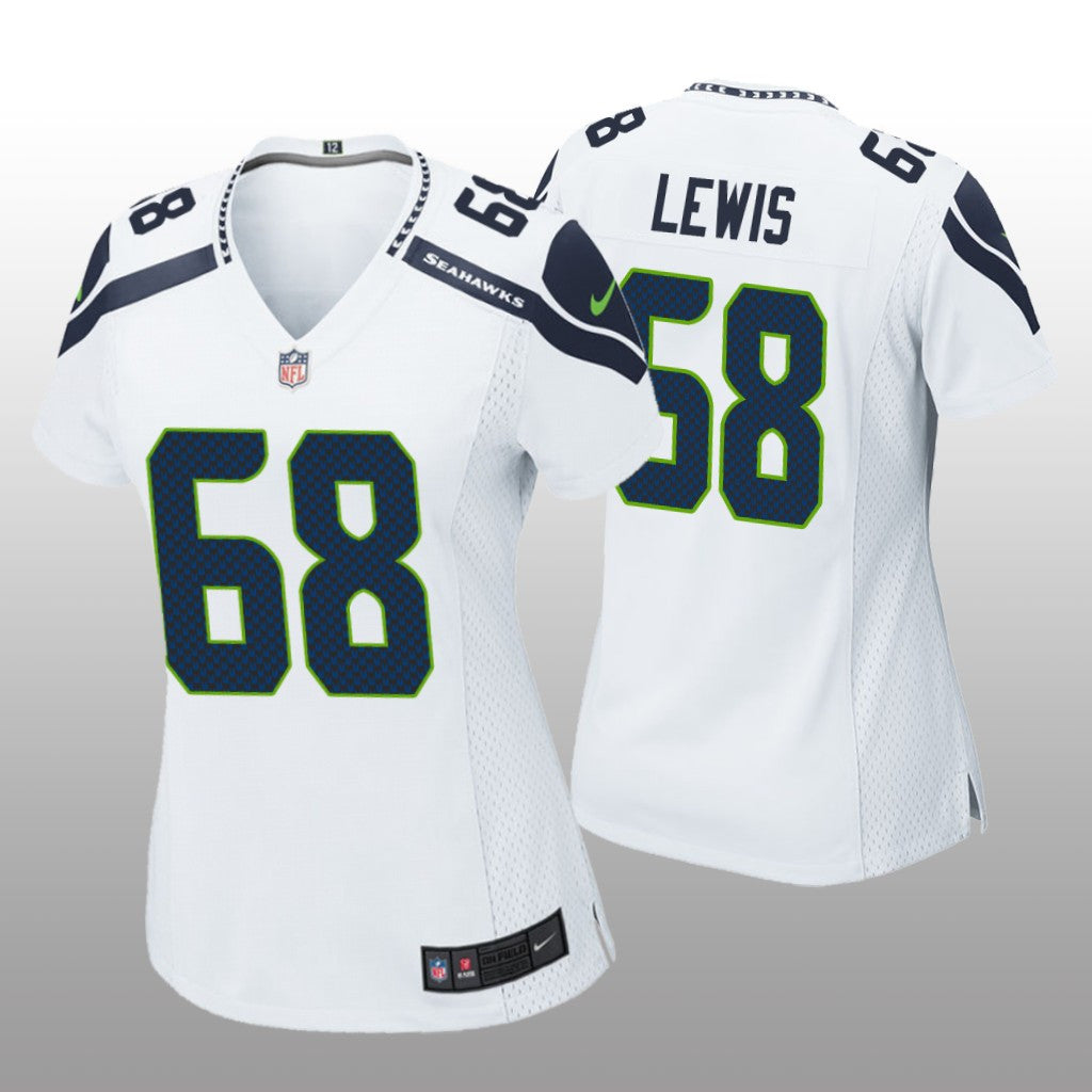 Seattle Seahawks Damien Lewis White Jersey Game Women's
