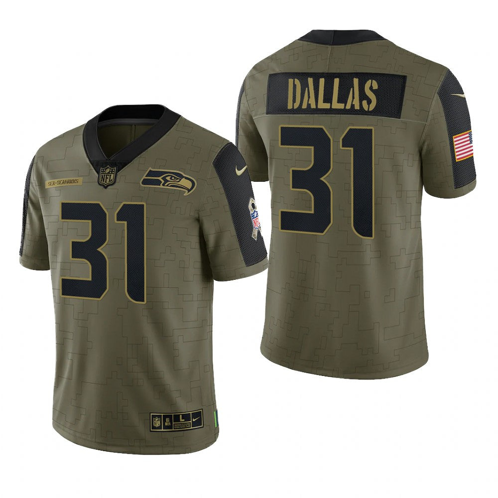 Seattle Seahawks DeeJay Dallas Olive Limited Jersey Salute To Service Men's