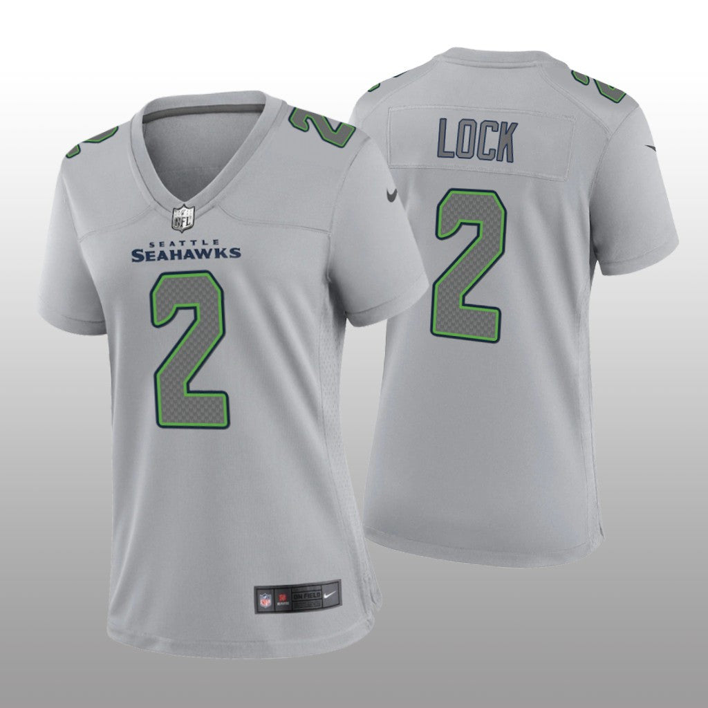 Seattle Seahawks Drew Lock Gray Jersey Atmosphere Fashion Game Women's