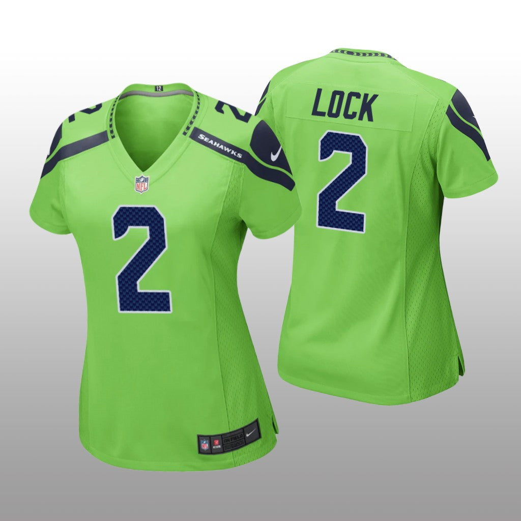 Seattle Seahawks Drew Lock Neon Green Jersey Game Women's