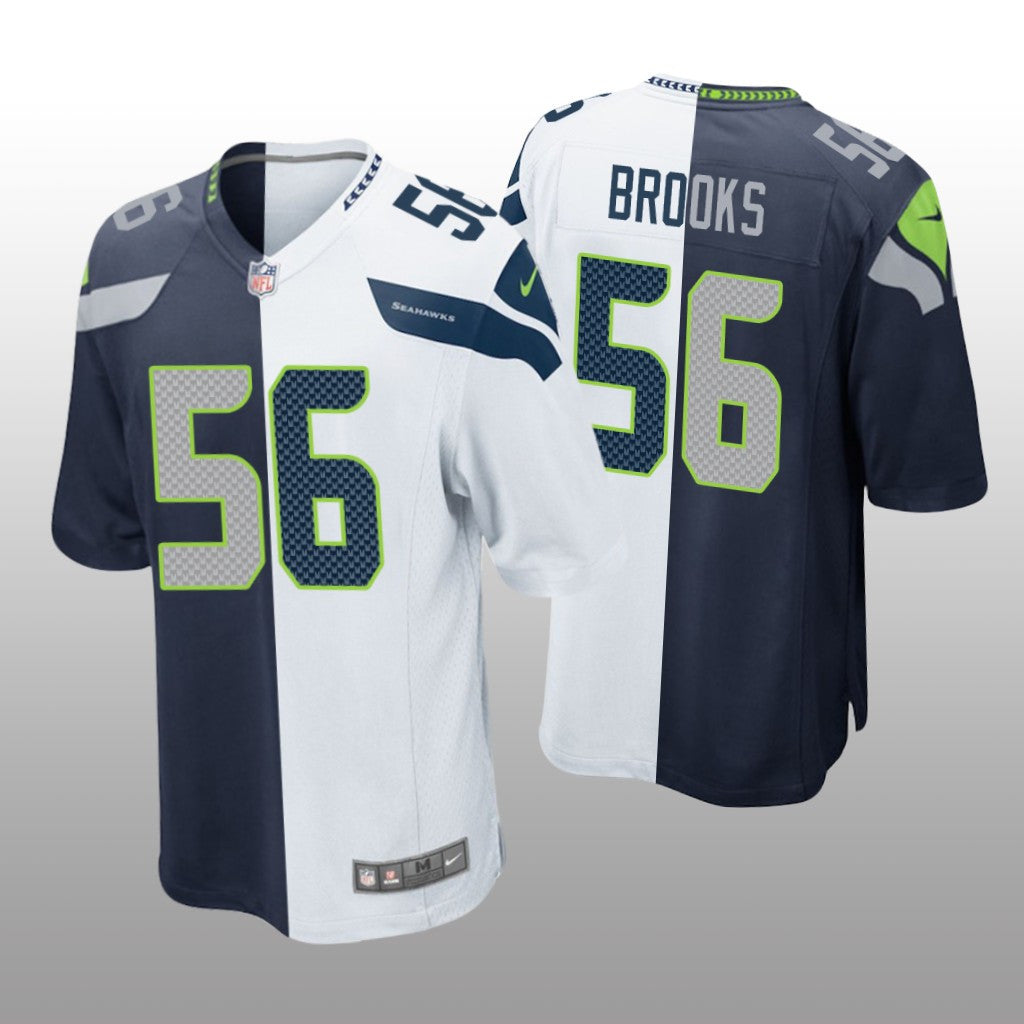 Seattle Seahawks Jordyn Brooks Navy White Two Tone Jersey Split Men's