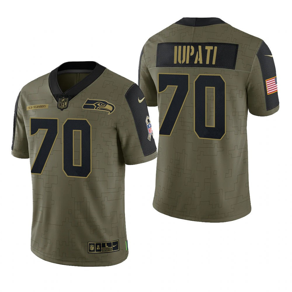 Seattle Seahawks Mike Iupati Olive Limited Jersey Salute To Service Men's