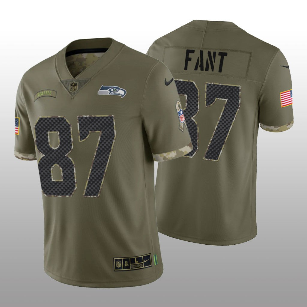 Seattle Seahawks Noah Fant Olive Limited Jersey Salute To Service Men's