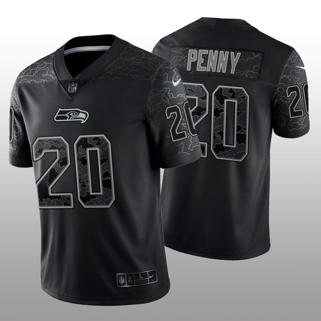 Seattle Seahawks Rashaad Penny Black Jersey Reflective Limited Men's