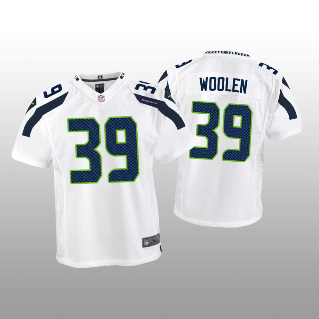 Seattle Seahawks Tariq Woolen White Jersey Game Youth