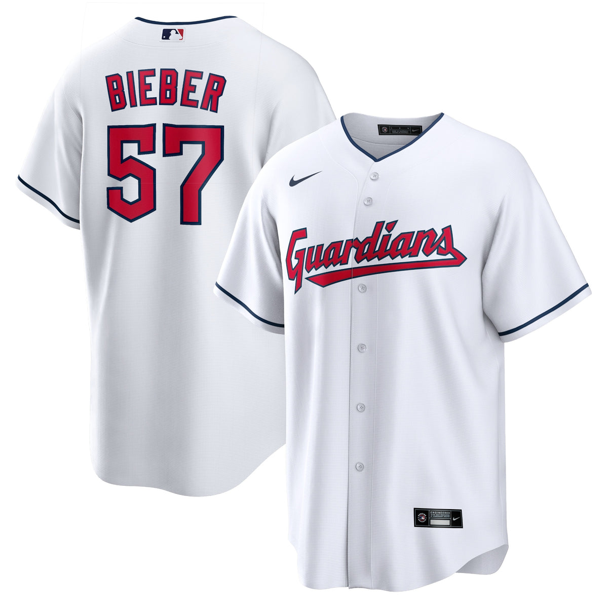 Shane Bieber Cleveland Guardians Nike Replica Player Jersey White