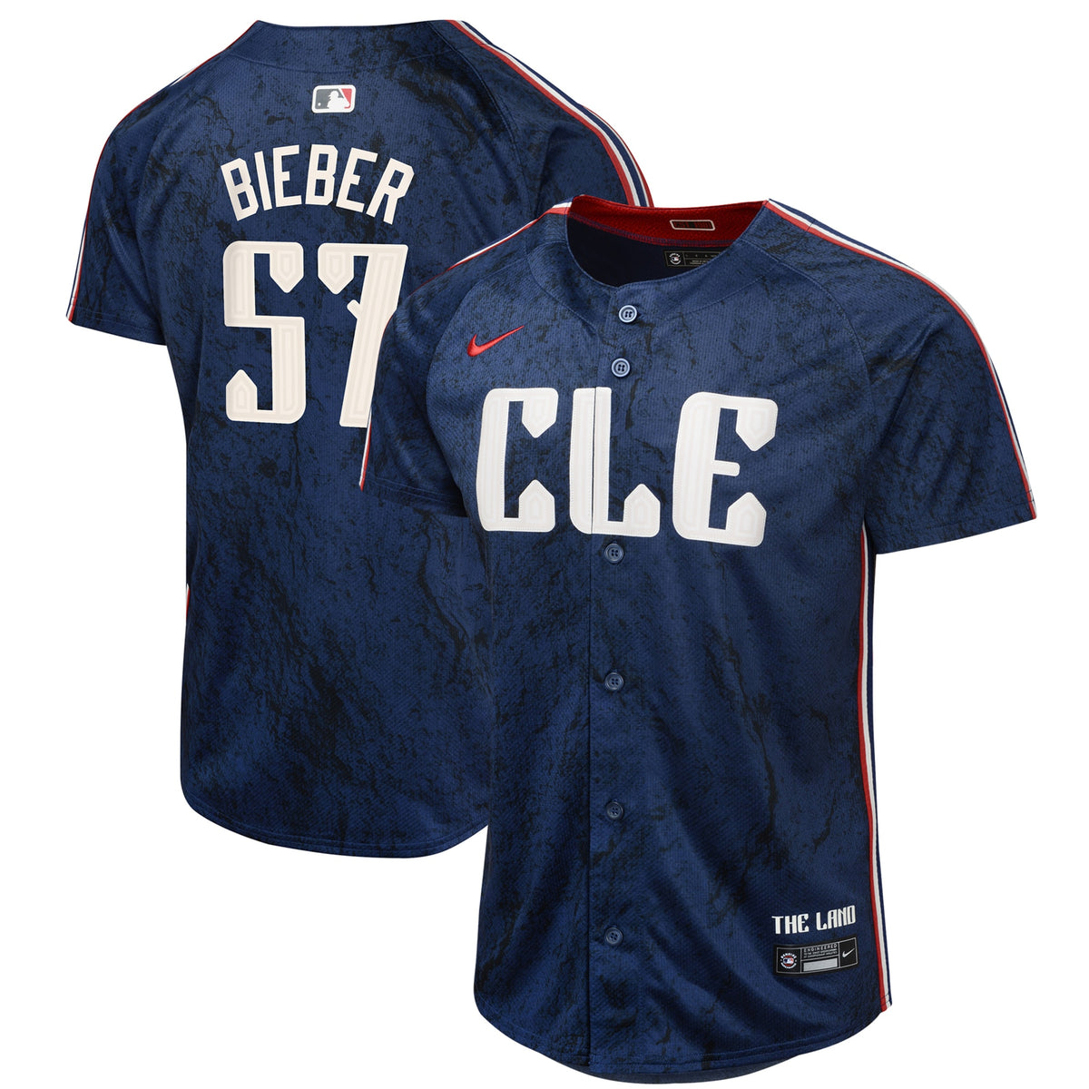 Shane Bieber Cleveland Guardians Nike Youth 2024 City Connect Limited Jersey Navy