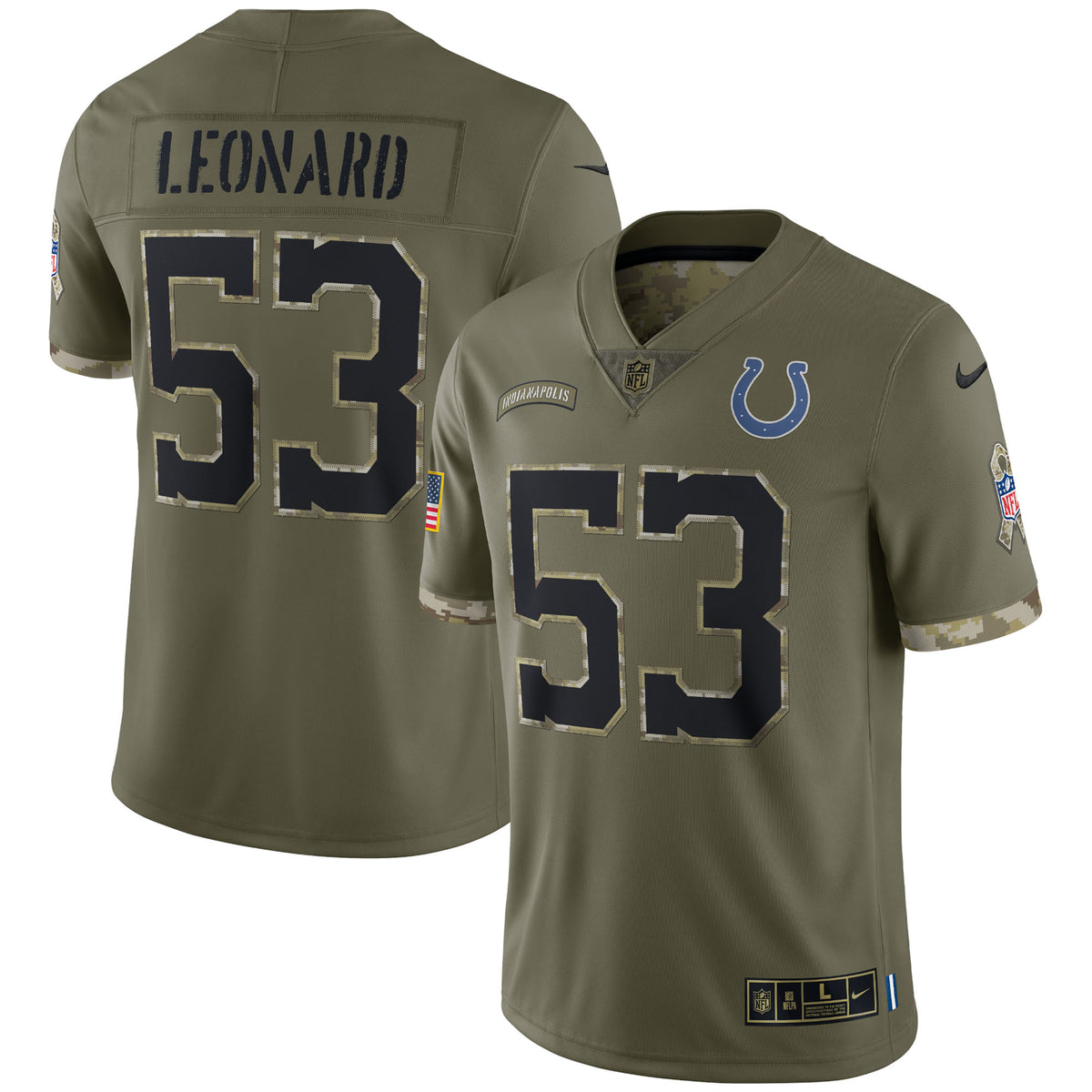 Shaquille Leonard Indianapolis Colts Nike 2022 Salute To Service Limited Jersey Olive