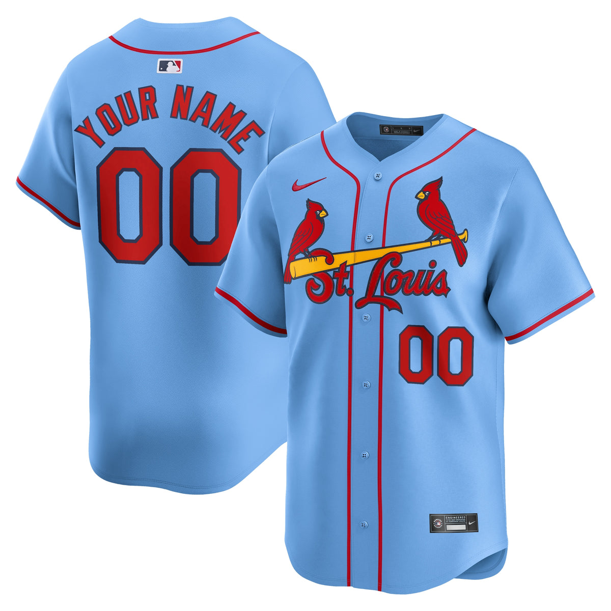 St. Louis Cardinals Nike Alternate Limited Custom Jersey Light Blue