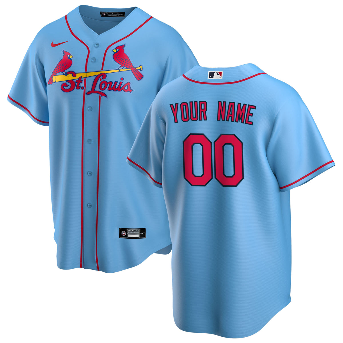 St. Louis Cardinals Nike Alternate Replica Custom Jersey Light Blue