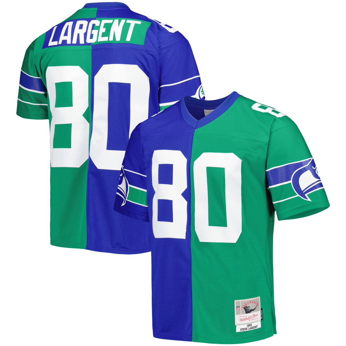 Steve Largent Seattle Seahawks Mitchell Ness 1985 Split Legacy Replica Jersey Royal-Green