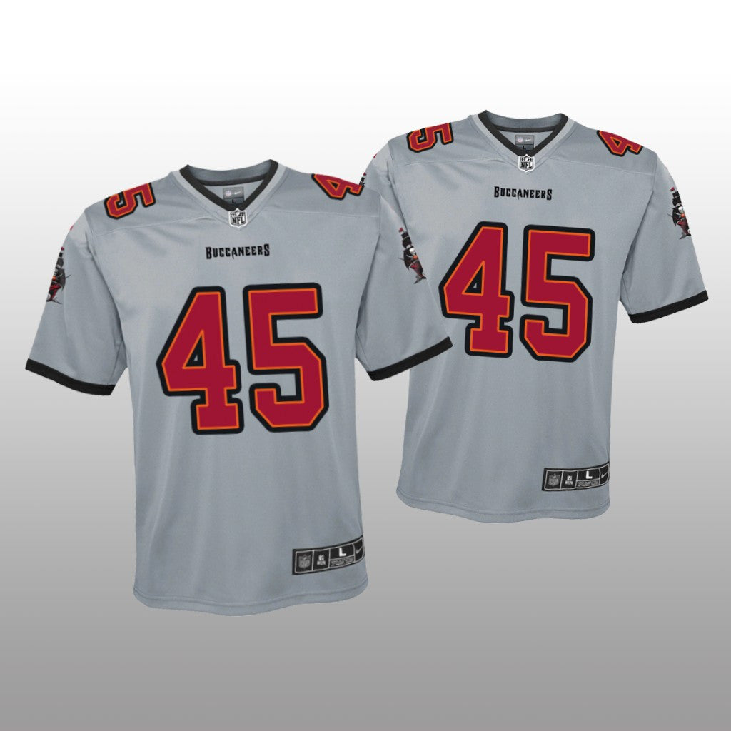 Tampa Bay Buccaneers Devin White Gray Jersey Inverted Game Youth