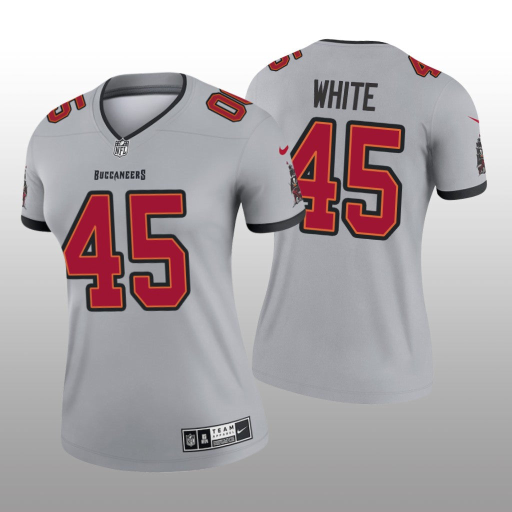 Tampa Bay Buccaneers Devin White Gray Jersey Inverted Legend Women's