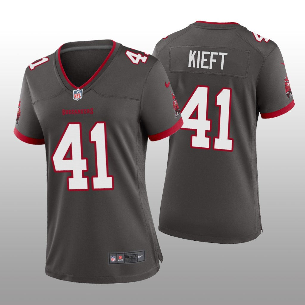 Tampa Bay Buccaneers Ko Kieft Pewter Jersey Alternate Game Women's
