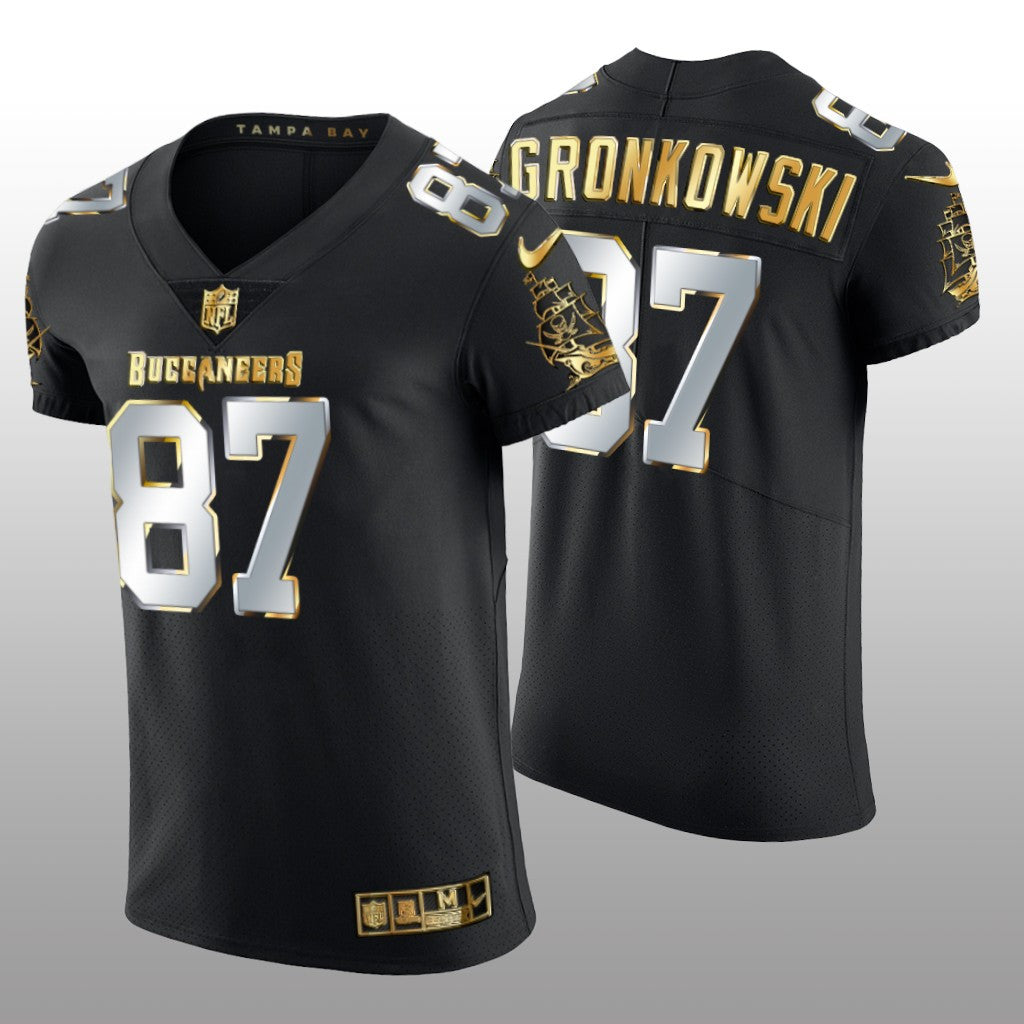 Tampa Bay Buccaneers Rob Gronkowski Black Elite Jersey Golden Edition Men's