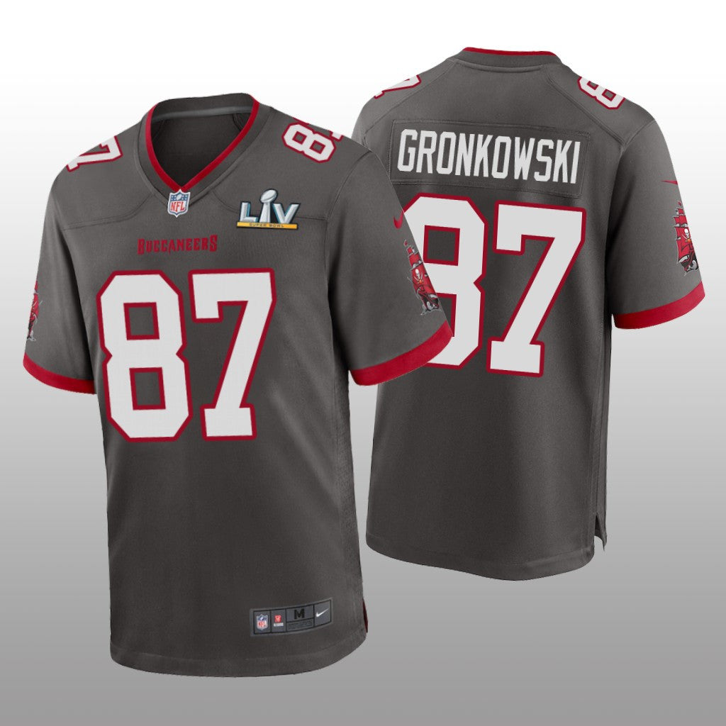 Tampa Bay Buccaneers Rob Gronkowski Pewter Game Jersey Super Bowl LV Men's