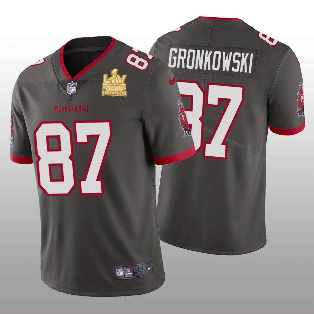 Tampa Bay Buccaneers Rob Gronkowski Pewter Vapor Limited Jersey Super Bowl LV Champions Men's