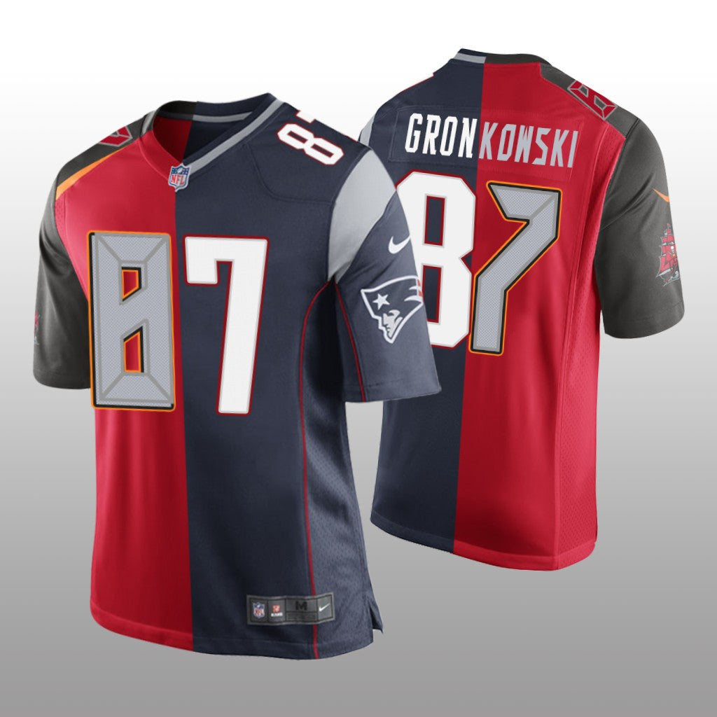 Tampa Bay Buccaneers Rob Gronkowski Red Navy Two Tone Jersey Split Men's